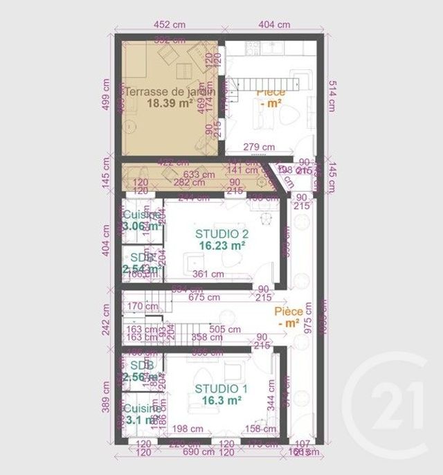 immeuble à vendre - 189.0 m2 - TARBES - 65 - MIDI-PYRENEES - Century 21 Gm Immobilier
